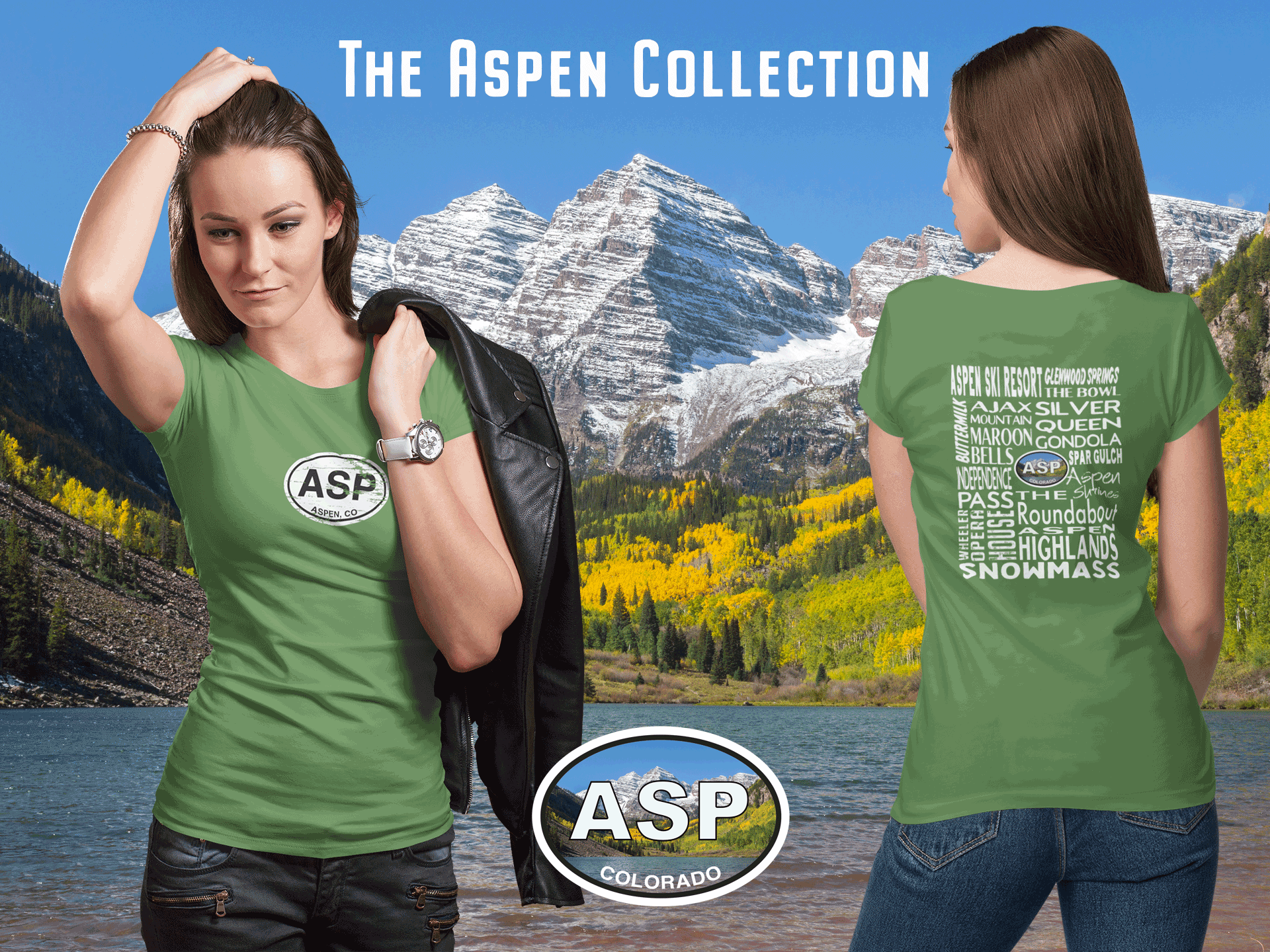 Aspen Women's Things to Do T-Shirt | Oval Logo Women's 2-Sided Tee - My Destination Location