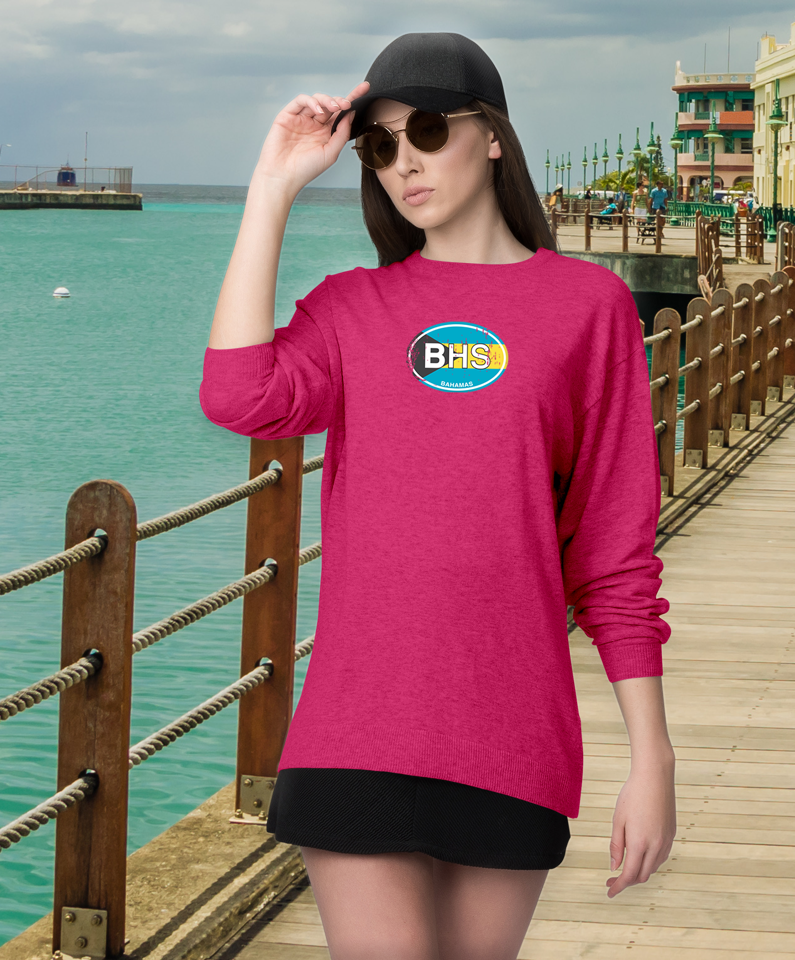 Bahamas Women's Flag Long Sleeve T-Shirts - My Destination Location