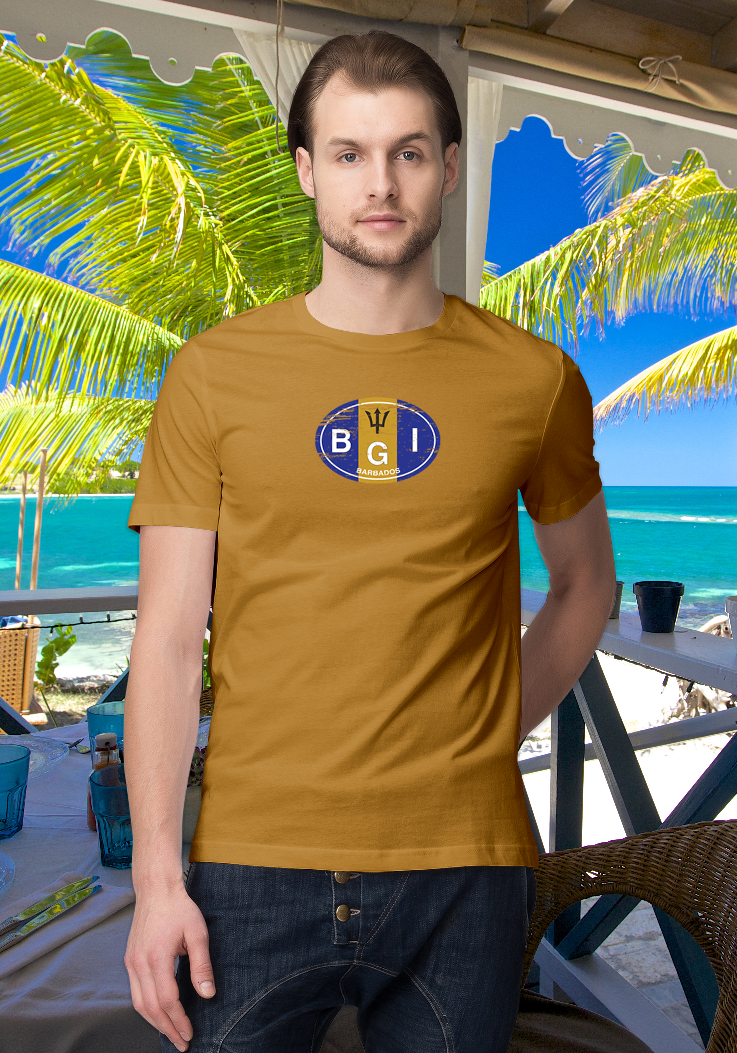 Barbados Men's Flag T-Shirt Souvenirs - My Destination Location