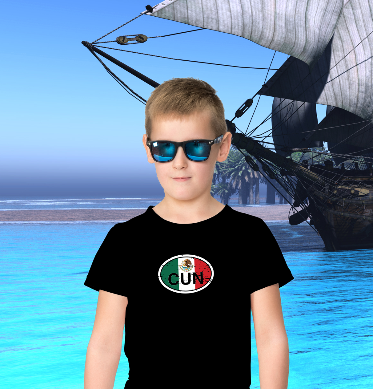 Cancun Flag Youth T-Shirt - My Destination Location