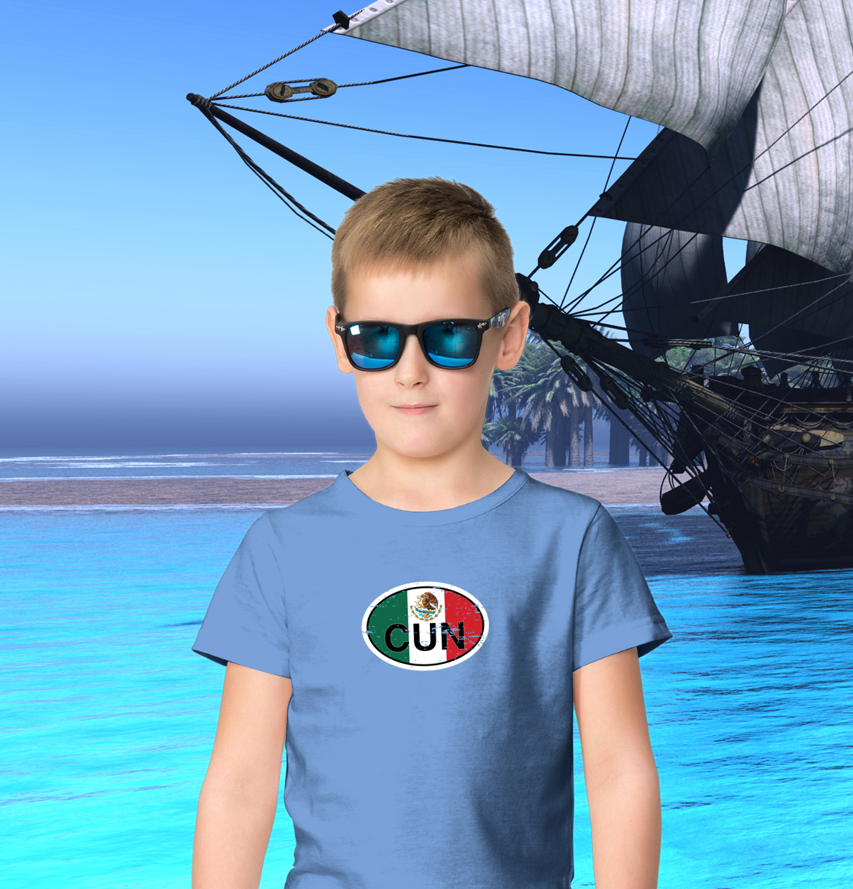 Cancun Flag Youth T-Shirt - My Destination Location