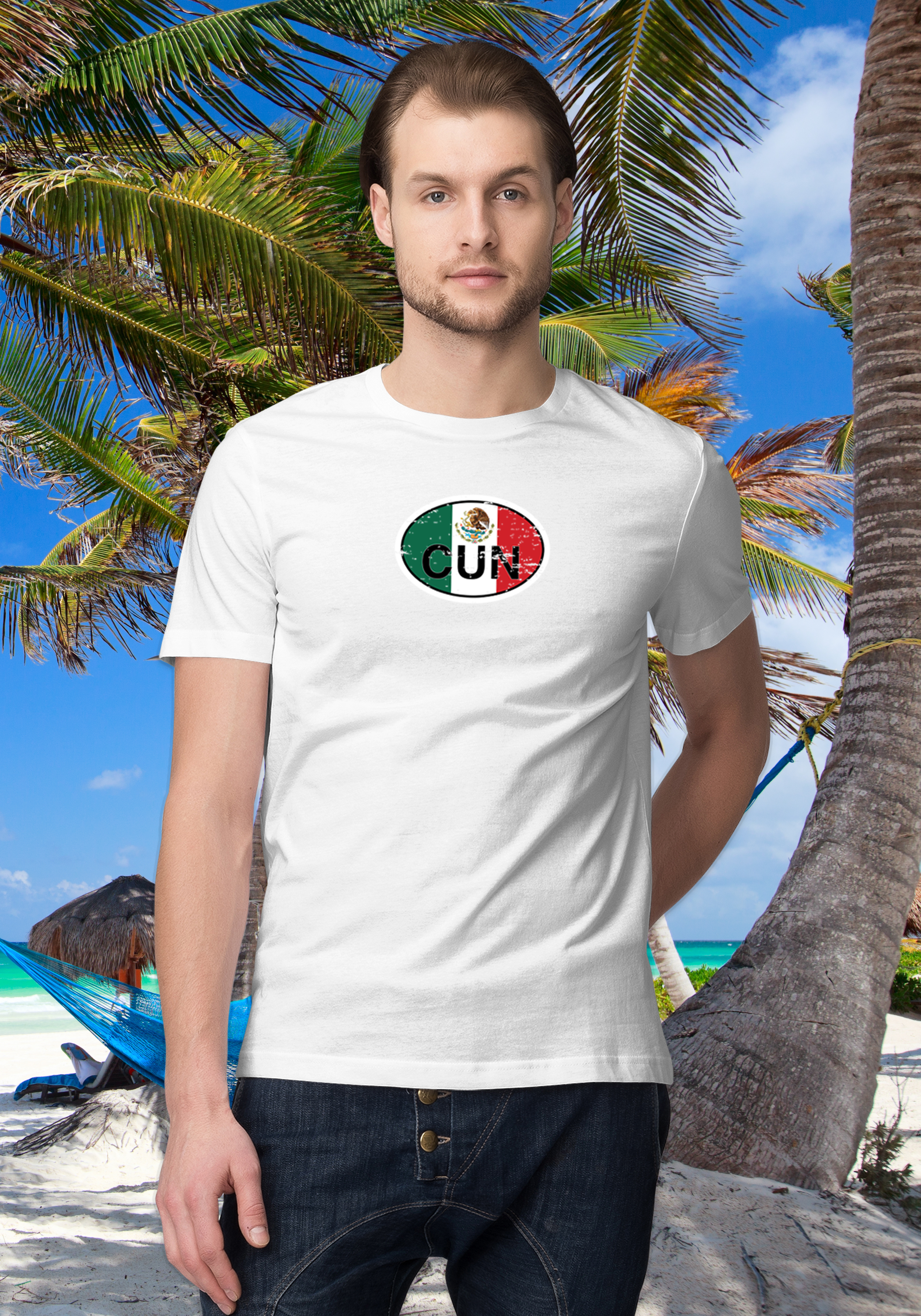 Cancun Men's Flag T-Shirt Souvenirs - My Destination Location