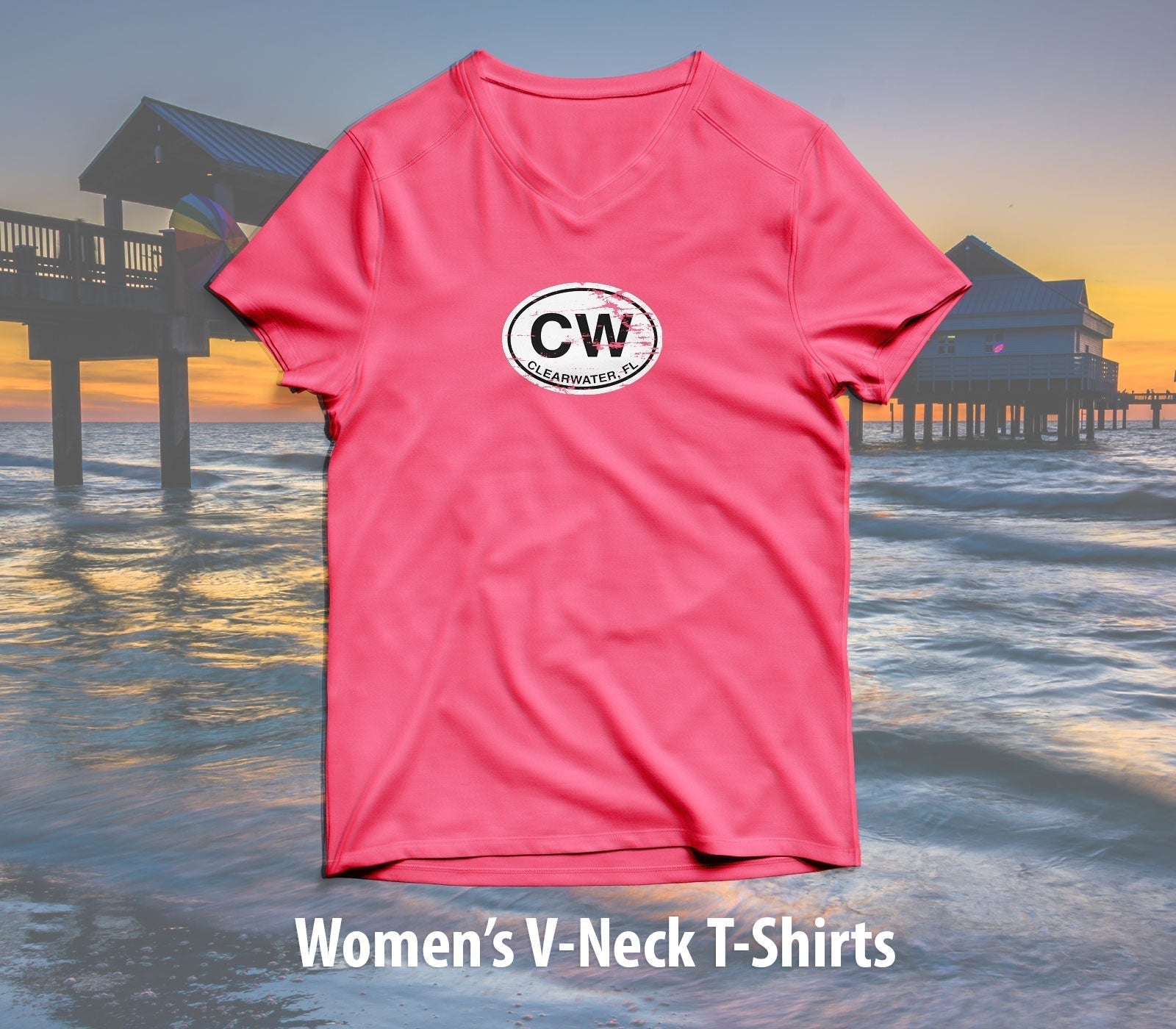 Clearwater Women's V-Neck T-Shirt Souvenir - My Destination Location