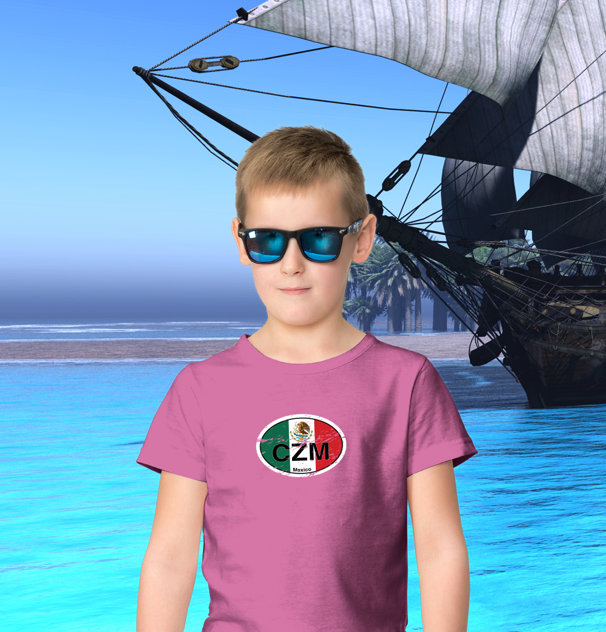 Cozumel Flag Youth T-Shirt - My Destination Location