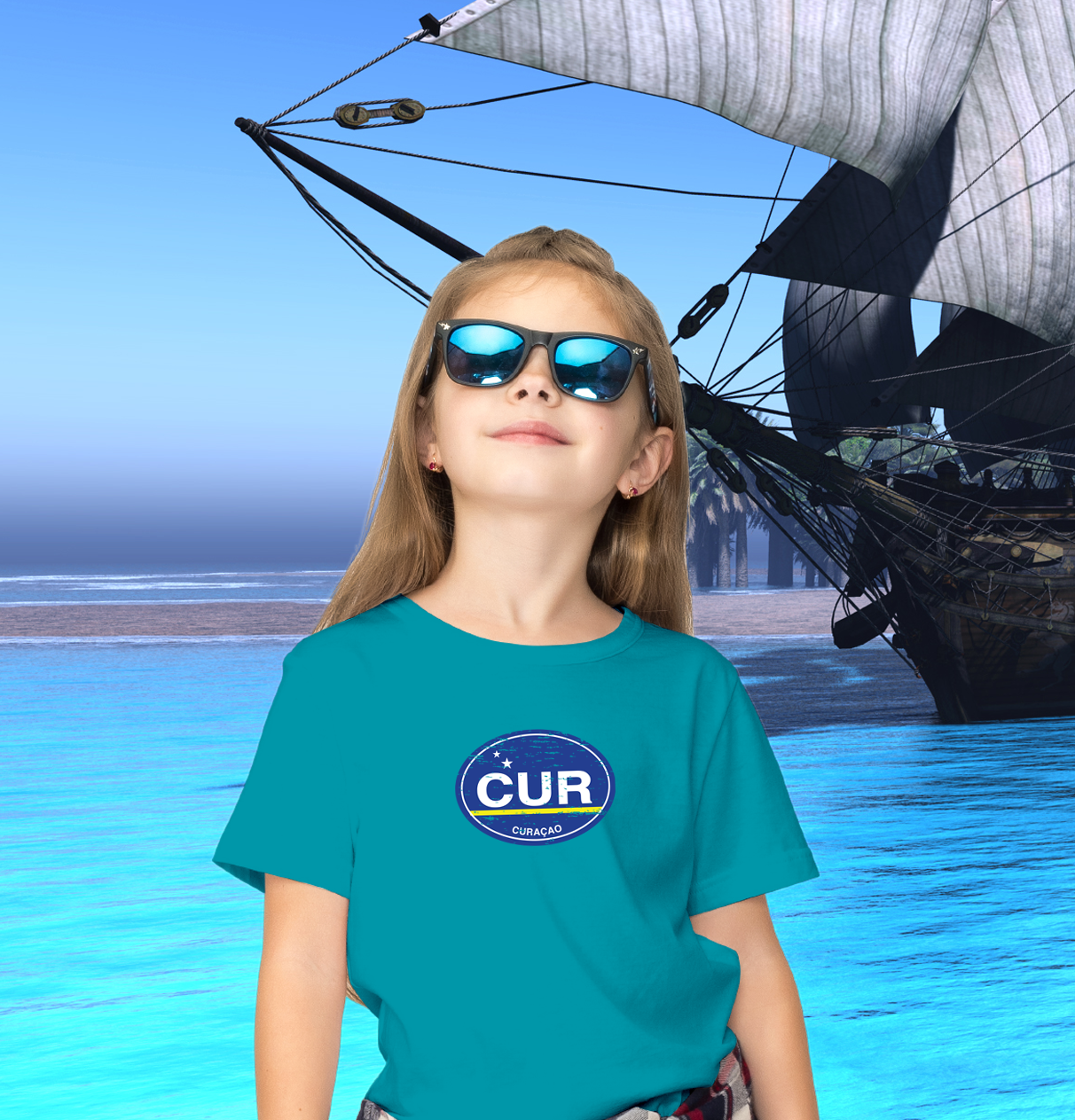 Curacao Flag Youth T-Shirt - My Destination Location