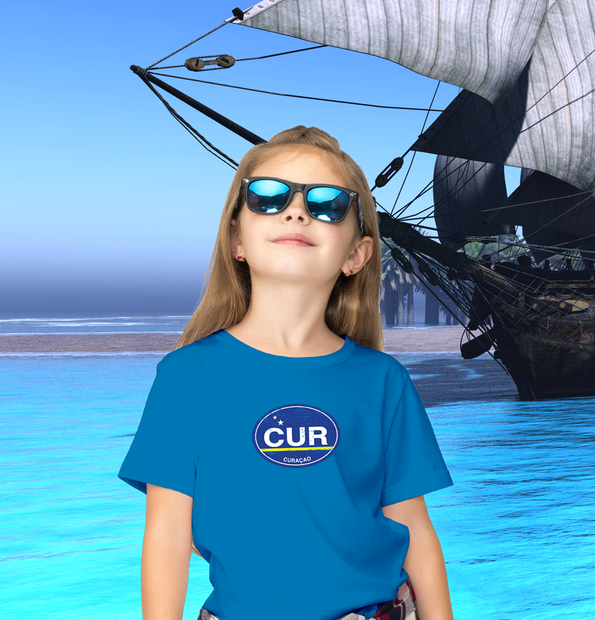 Curacao Flag Youth T-Shirt - My Destination Location