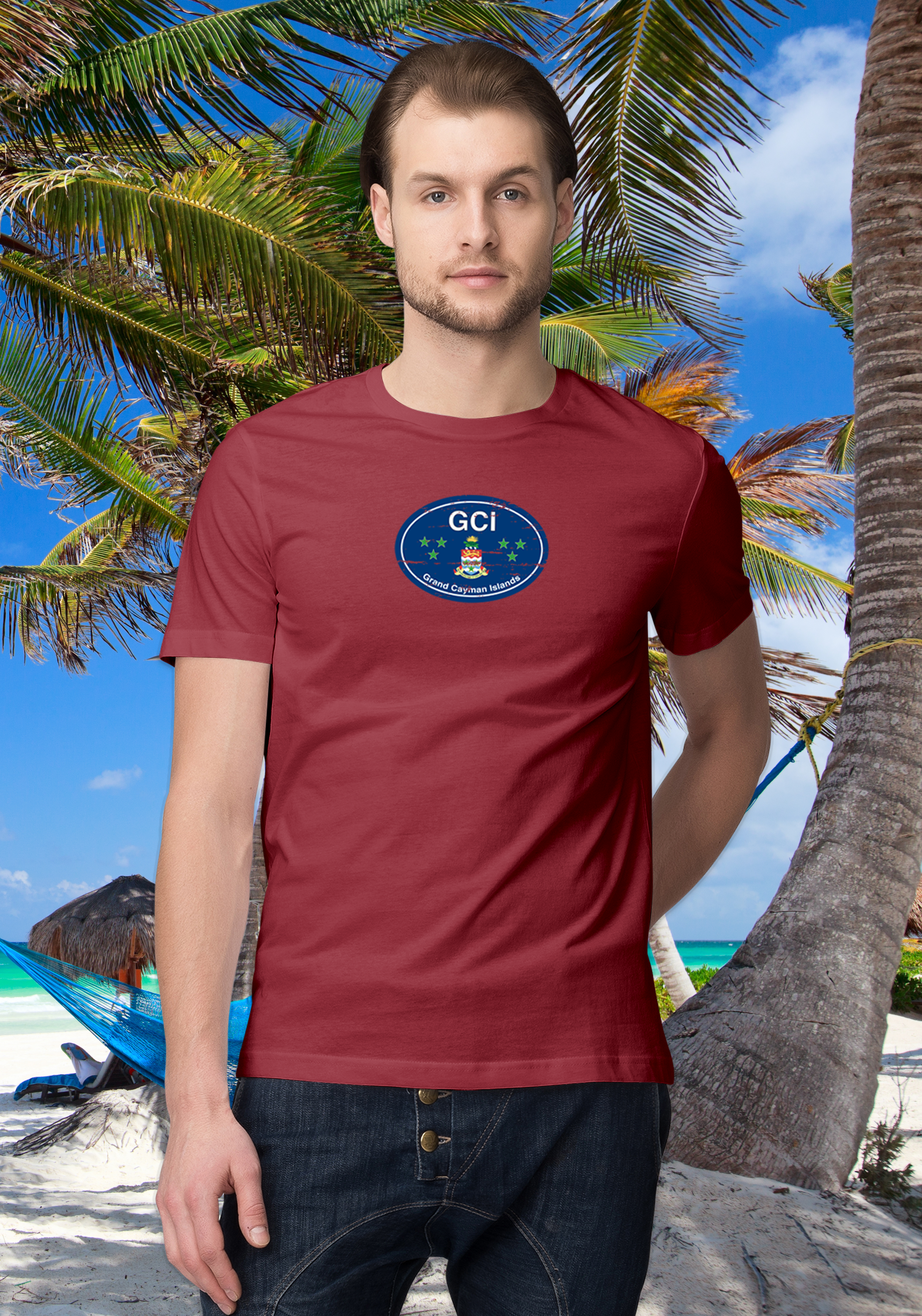 Grand Cayman Men's Flag T-Shirt Souvenirs - My Destination Location
