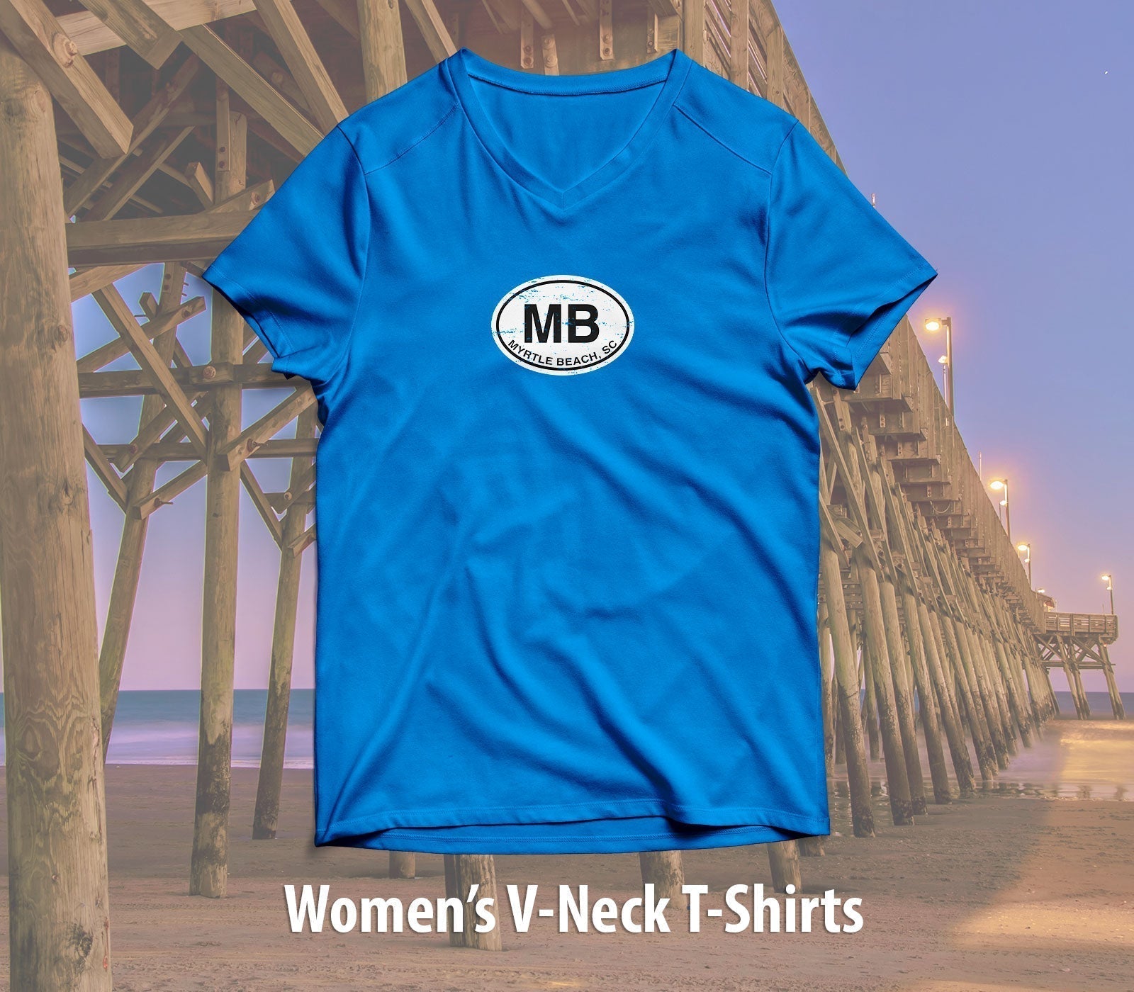 Myrtle Beach Women's V-Neck T-Shirt Souvenir - My Destination Location