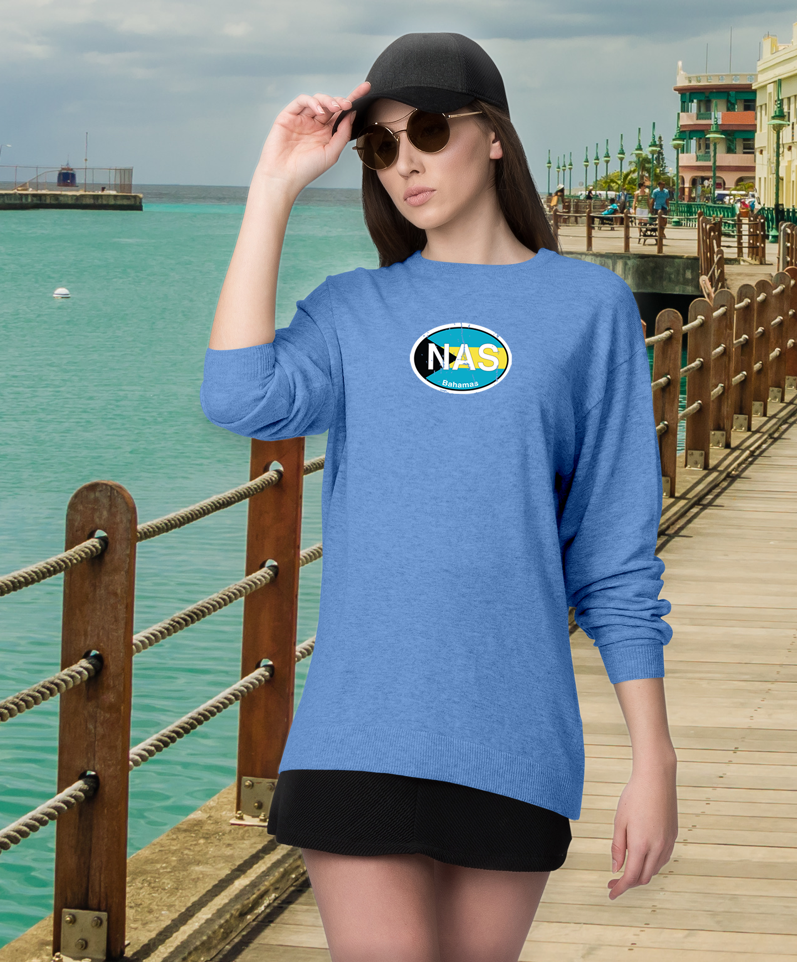 Nassau Bahamas Women's Flag Long Sleeve T-Shirts - My Destination Location