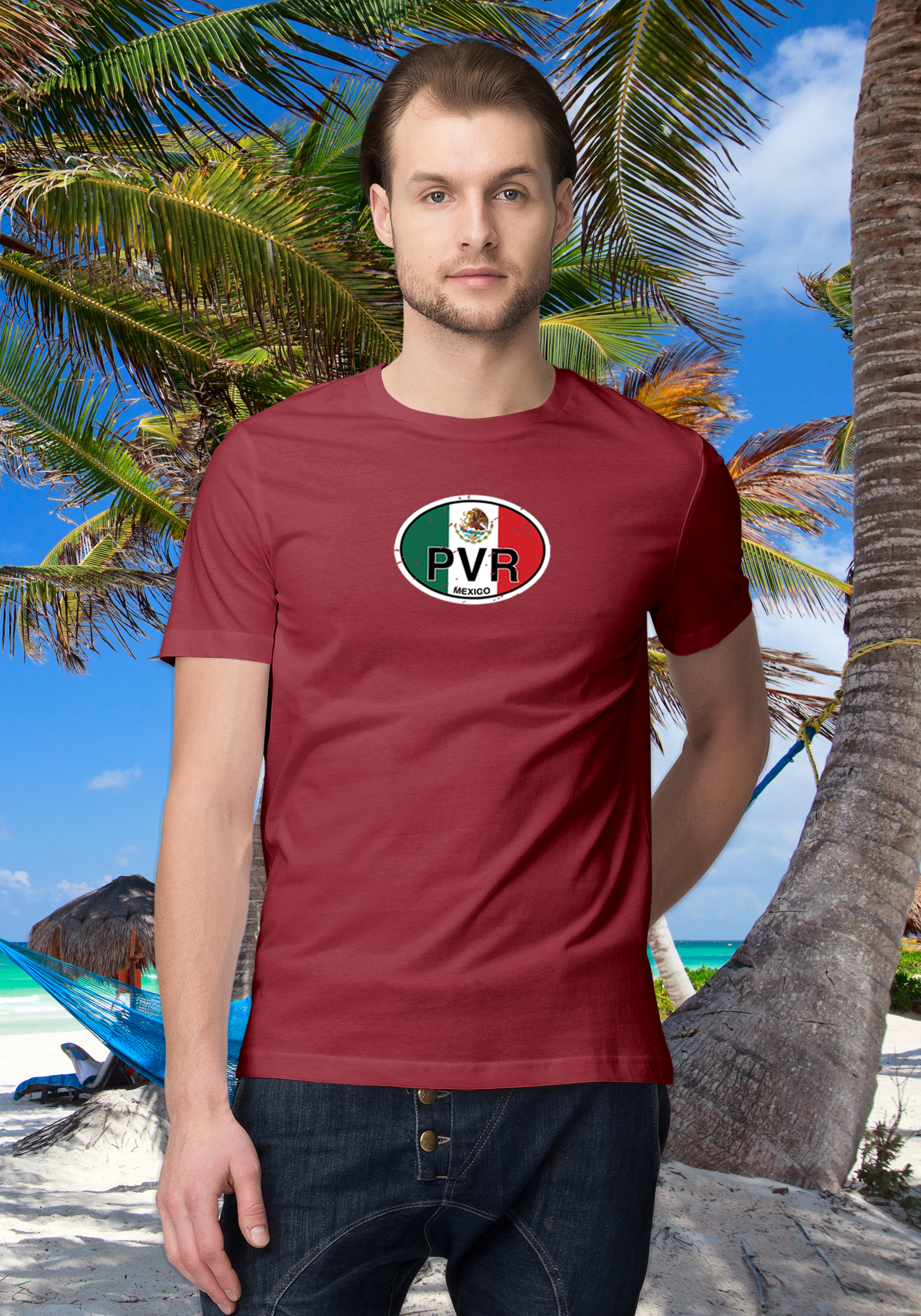 Puerto Vallarta Men's Flag T-Shirt Souvenirs - My Destination Location