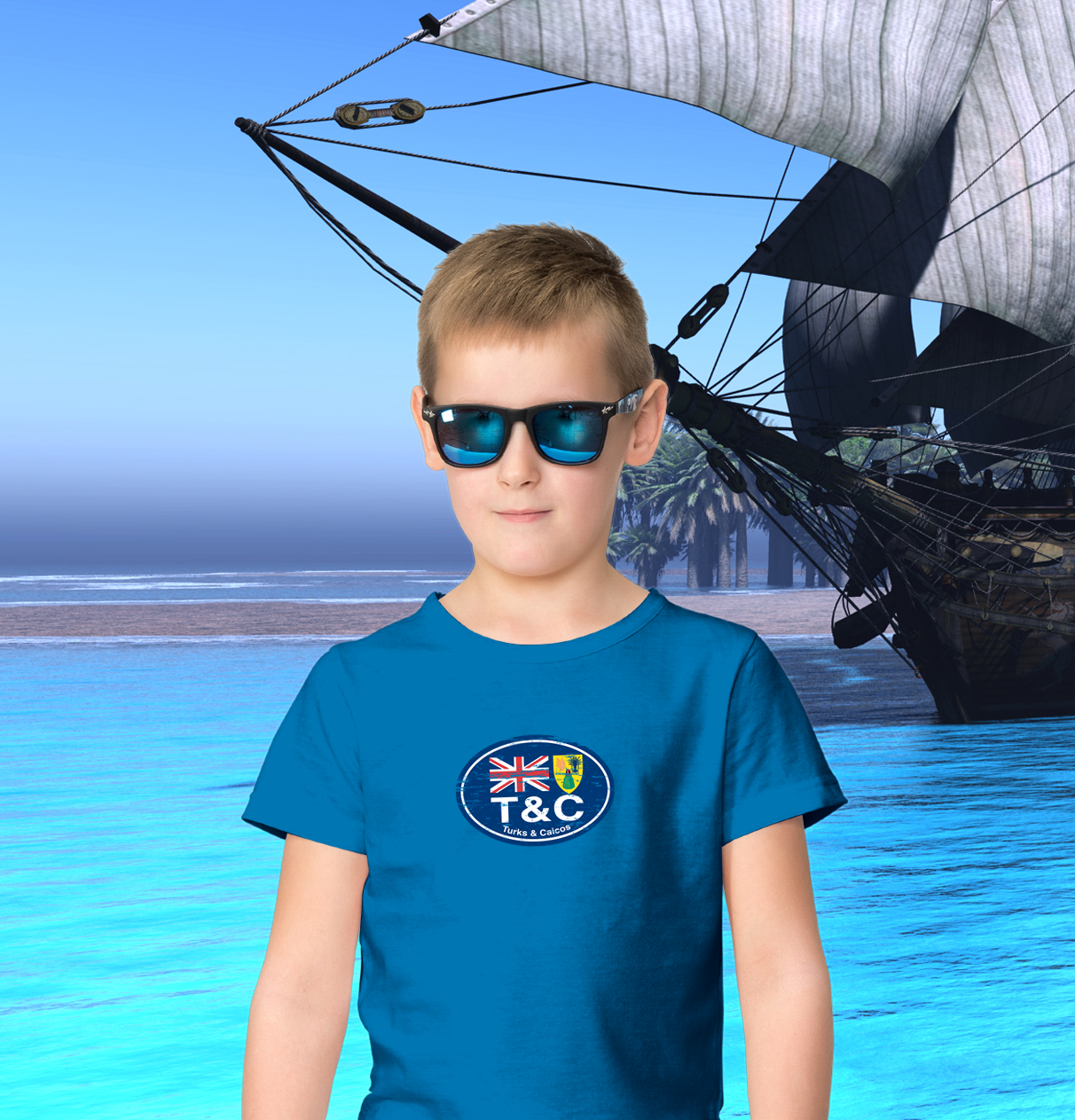 Turks & Caicos Flag Youth T-Shirt - My Destination Location