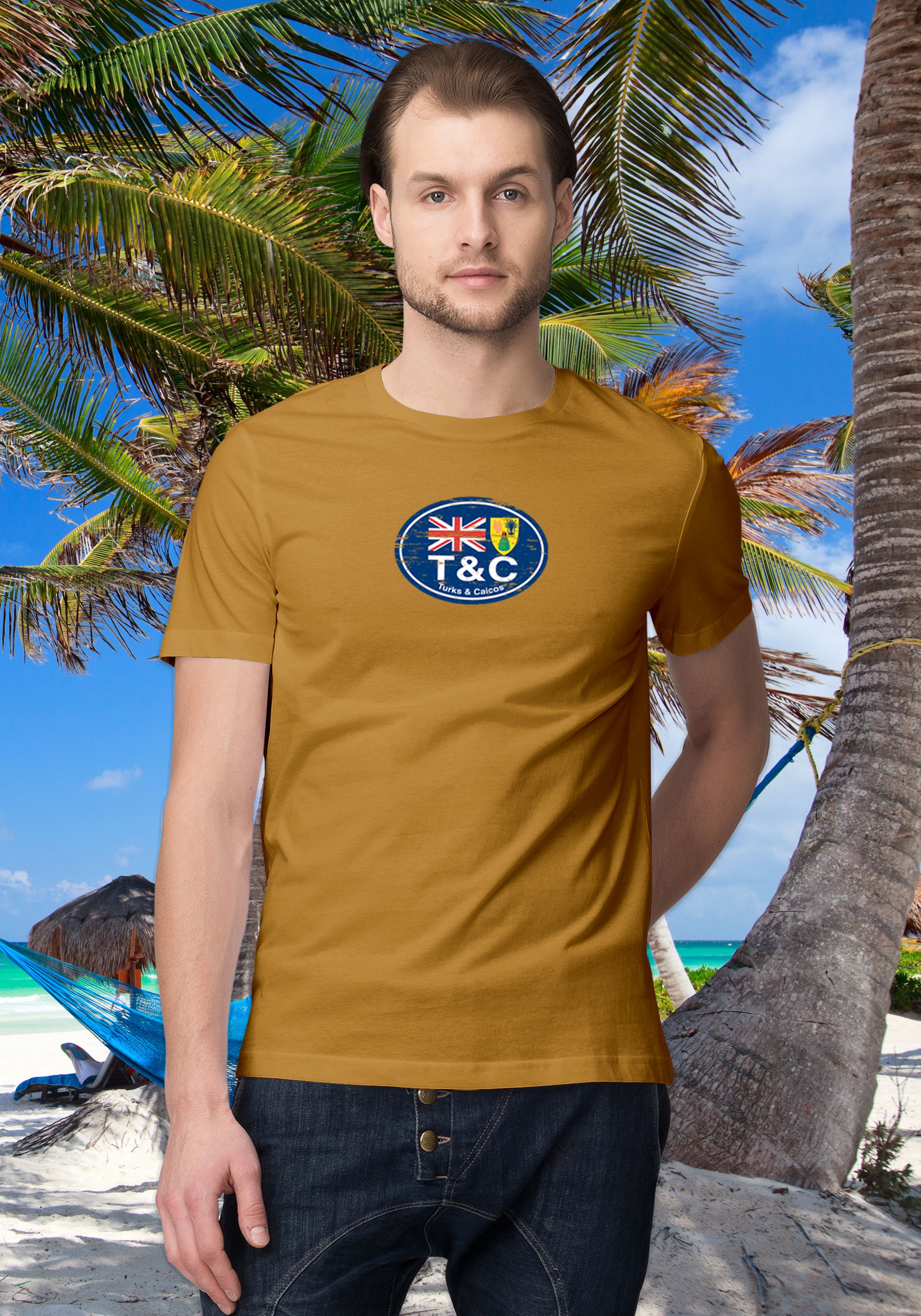Turks & Caicos Men's Flag T-Shirt Souvenirs - My Destination Location